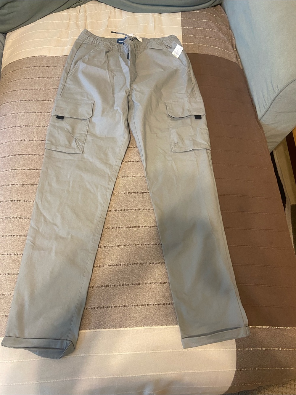 Old Navy Boy’s Tech Taper Gray Cargo Pants - Casual Drawstring Waist NWT